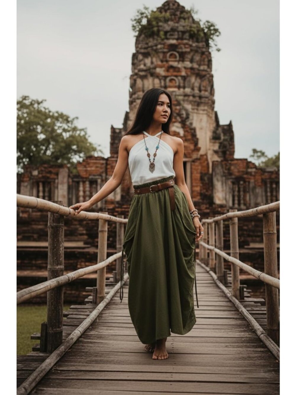 Boho Maxi Skirt with Pockets | Organic Cotton Hippie Gypsy Style Skirt - Picture 2 of 7